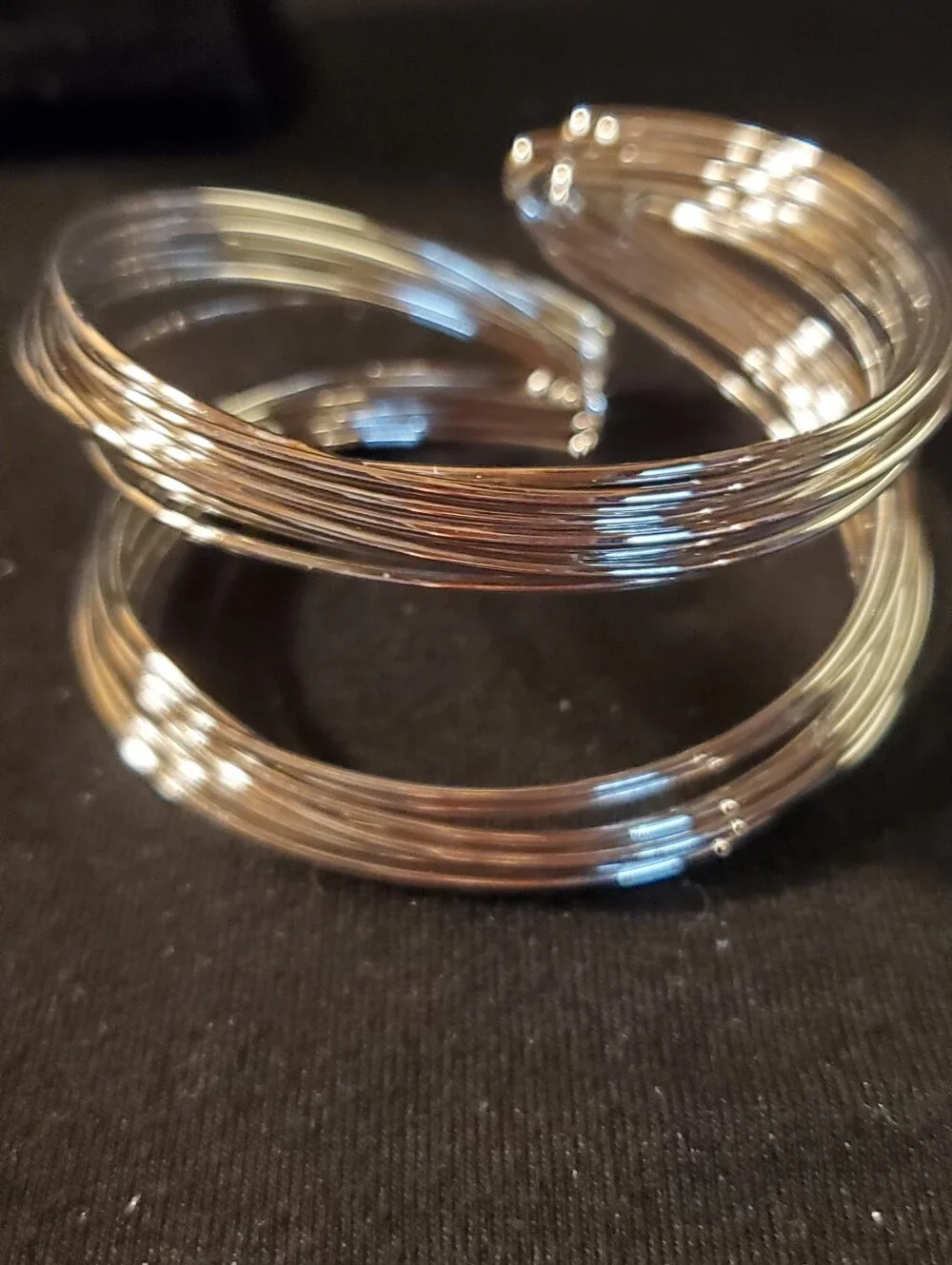 Sexy Set of 2 Silver Tone Multi-Strand Statement Cuff Bracelets